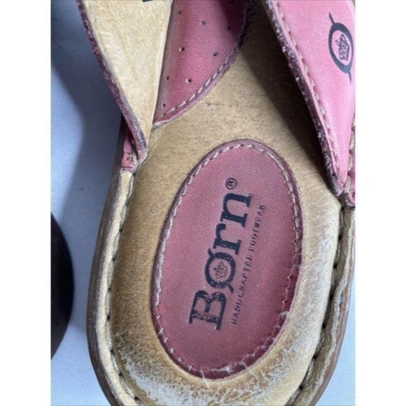Womens Born Hand Crafted Genuine Pink Leather Thong Sandals Flip Flops Size 9 - Picture 8 of 9